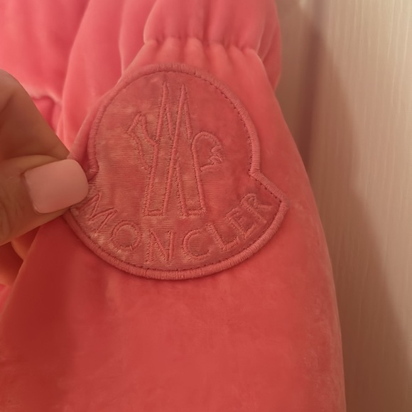 Moncler velvet down bomber pink jacket - Picture 2 of 14